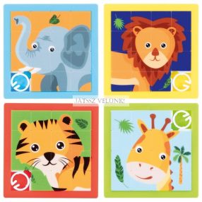 Afrikai állatokból készült tológatos puzzle