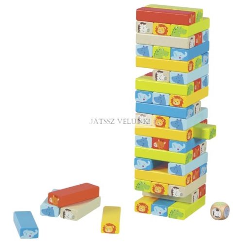 Állatmotívumokkal díszített Jenga