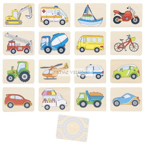 Memória játék járművekkel