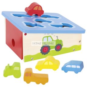 Forma illesztős játék doboz járművekkel
